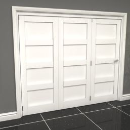 Green & Taylor 4-Panel Roomfold 3-Door Primed White Wooden Shaker Internal Bi-Fold Doors 2060mm x 2361mm