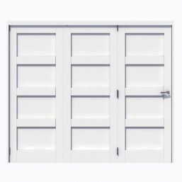 Green & Taylor 4-Panel Roomfold 3-Door Primed White Wooden Shaker Internal Bi-Fold Doors 2060mm x 2361mm