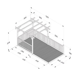 Forest Ultima 16' x 8' (Nominal) Flat Pergola & Decking Kit with 4 x Balustrades (4 Posts)