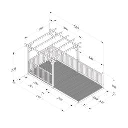 Forest Ultima 16' x 8' (Nominal) Flat Pergola & Decking Kit with 4 x Balustrades (4 Posts)