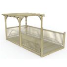 Forest Ultima 16' x 8' (Nominal) Flat Pergola & Decking Kit with 4 x Balustrades (4 Posts)