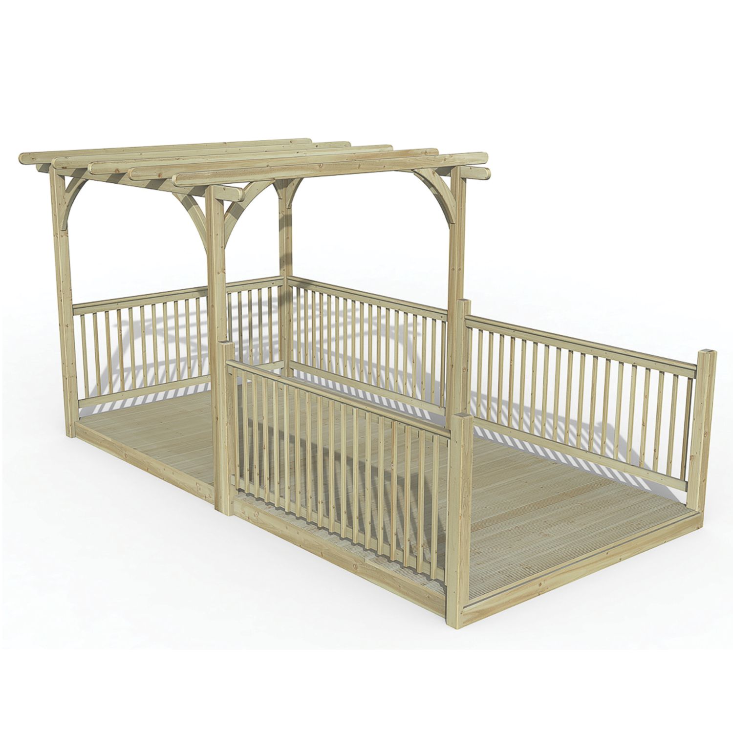Forest Ultima 16' x 8' (Nominal) Flat Pergola & Decking Kit with 4 x Balustrades (4 Posts) (685FL)