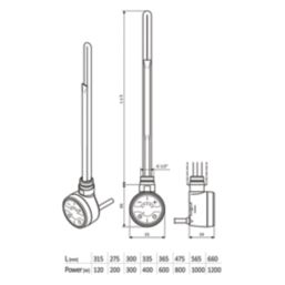 Terma MOA 300W White Towel Radiator Heating Element
