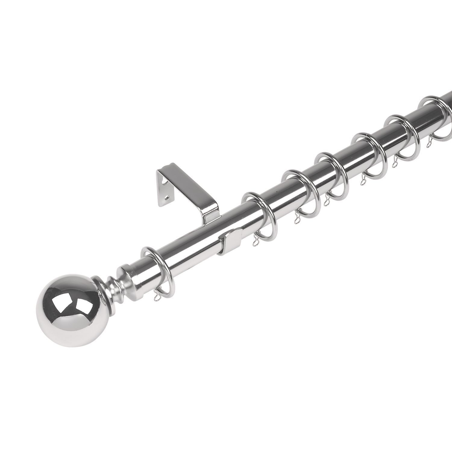 Cooke & Lewis Polished Chrome Curtain Pole Set 28mm x 1.2 - 2.1m (685JE)