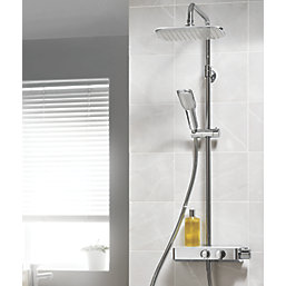 Triton  HP/Combi Flexible Exposed Chrome Thermostatic Push Button Mixer Shower with Diverter