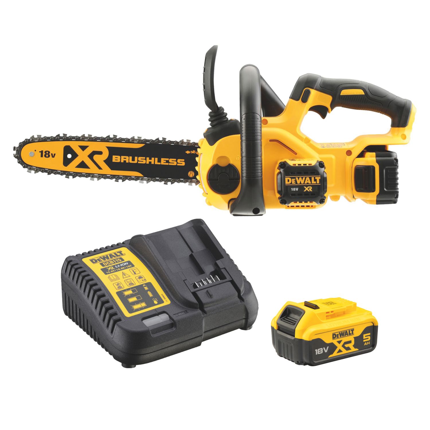 DeWalt DCM565P1-GB 18V 1 x 5.0Ah Li-Ion XR Brushless Cordless 30cm Chainsaw (685JL)