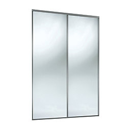 Spacepro Classic 2-Door Sliding Wardrobe Door Kit Graphite Frame Mirror Panel 1793mm x 2260mm