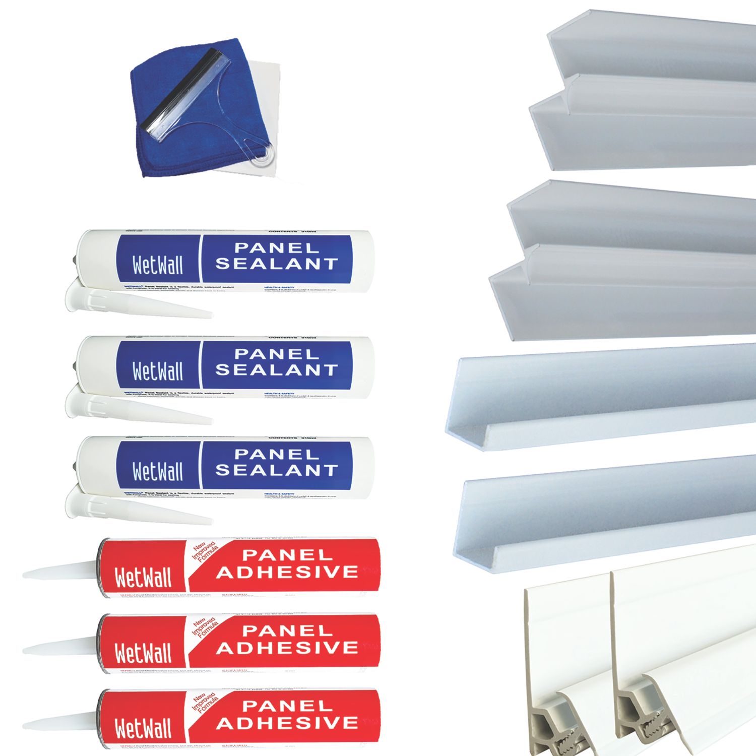 Splashwall Panel Installation & Care Kit White 13 Piece Set (685KU)
