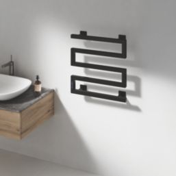 Reina 510mm x 500mm 324BTU Black Flat Electric Towel Radiator