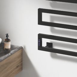 Reina 510mm x 500mm 324BTU Black Flat Electric Towel Radiator