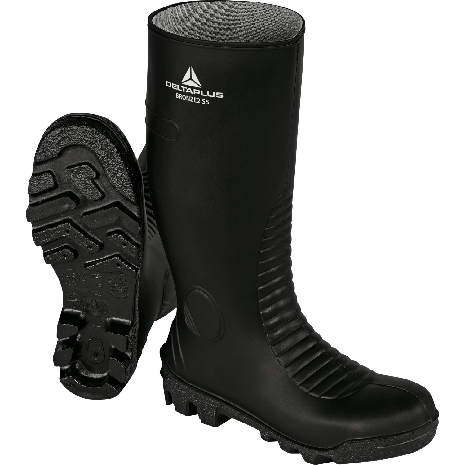 Delta Plus BRONS2S5N Size 10 Black Steel Toe Cap Safety Wellies (685PP)
