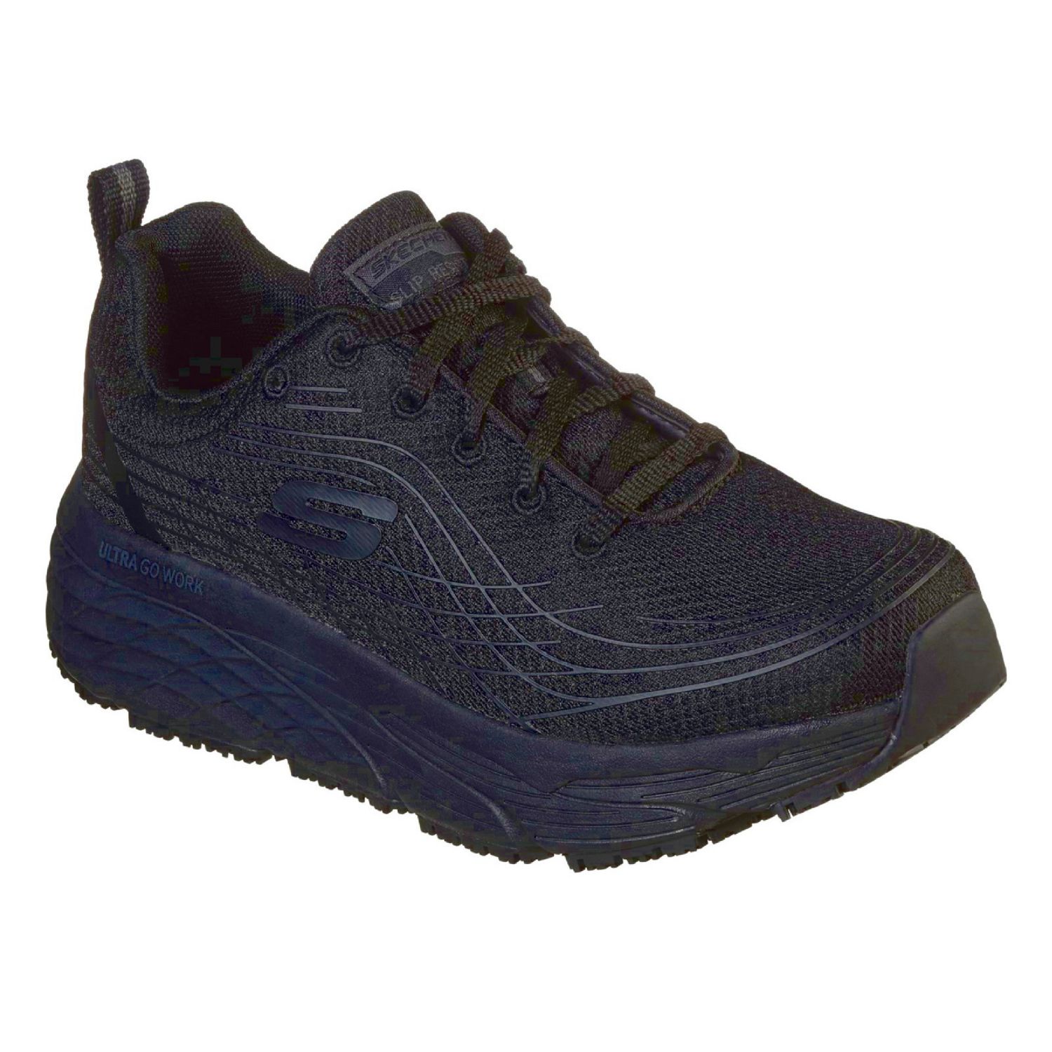 Skechers Max Cushioning Elite Sr Size 8 Womens Black Occupational Trainers (685PR)