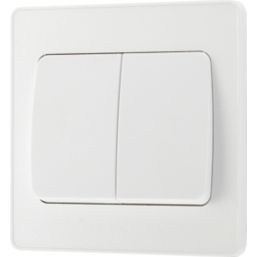 British General Evolve 20A 16AX 2-Gang 2-Way Wide Rocker Light Switch  Pearlescent White with White Inserts