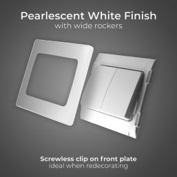 British General Evolve 20A 16AX 2-Gang 2-Way Wide Rocker Light Switch  Pearlescent White with White Inserts