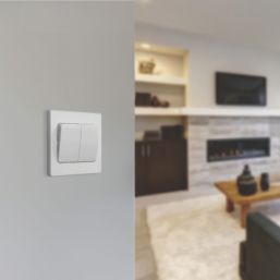 British General Evolve 20A 16AX 2-Gang 2-Way Wide Rocker Light Switch  Pearlescent White with White Inserts