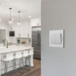 British General Evolve 20A 16AX 2-Gang 2-Way Wide Rocker Light Switch  Pearlescent White with White Inserts