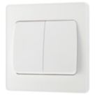 British General Evolve 20A 16AX 2-Gang 2-Way Wide Rocker Light Switch  Pearlescent White with White Inserts