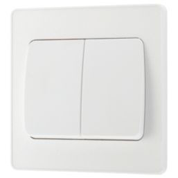 British General Evolve 20A 16AX 2-Gang 2-Way Wide Rocker Light Switch  Pearlescent White with White Inserts