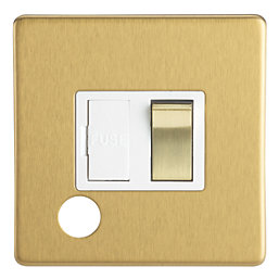 Contactum Lyric 13A Switched Fused Spur & Flex Outlet  Brushed Brass with White Inserts