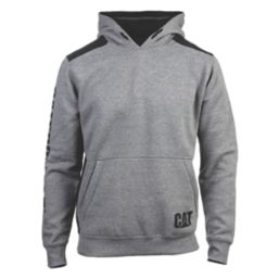 CAT Logo Panel Hooded Sweatshirt Dark Heather Grey 2X Large 50-53" Chest