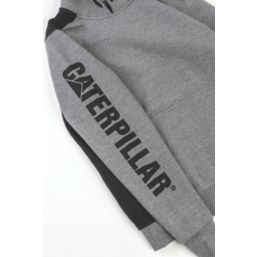 CAT Logo Panel Hooded Sweatshirt Dark Heather Grey 2X Large 50-53" Chest