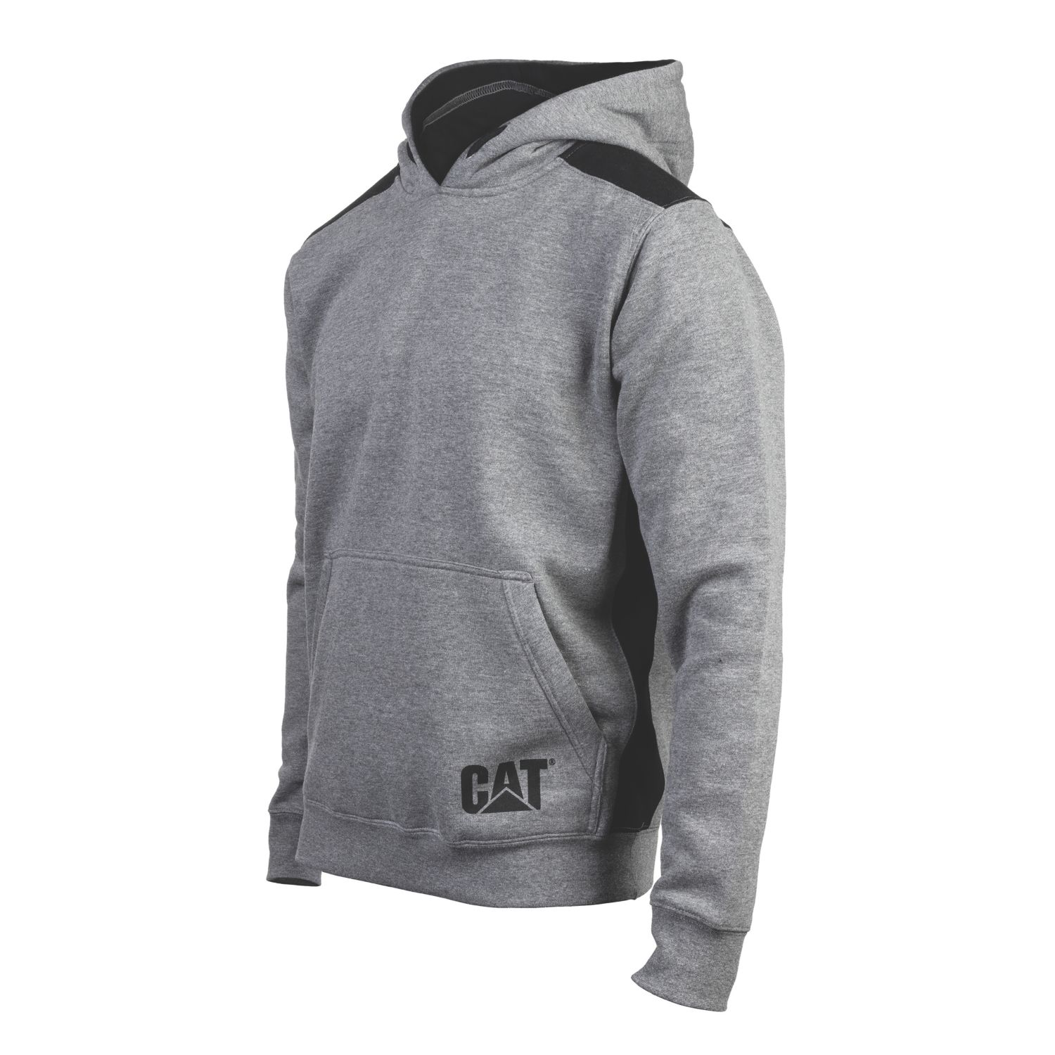 CAT Logo Panel Hooded Sweatshirt Dark Heather Grey 2X Large 50-53" Chest (685VF)