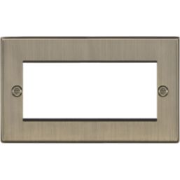 Knightsbridge Raised Square 4-Module Modular Faceplate Antique Brass