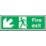 Essentials  Non Photoluminescent "Fire Exit" Down Left Arrow Signs 150mm x 450mm 50 Pack