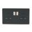 Varilight  13AX 2-Gang DP Switched Plug Socket Jet Black  with Black Inserts
