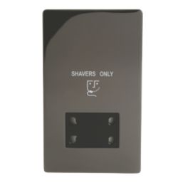 LAP  2-Gang Dual Voltage Shaver Socket 115 / 230V Black Nickel with Black Inserts