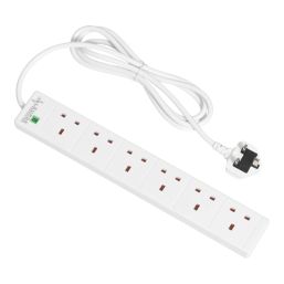 Essentials 13A 6-Gang Unswitched Surge-Protected Extension Lead White 2m