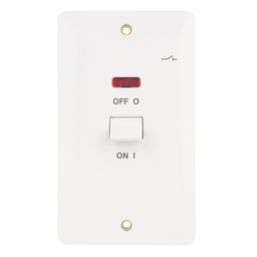 Hager Sollysta WMDP50VN 50A 2-Gang 2P+E Control Switch White with LED