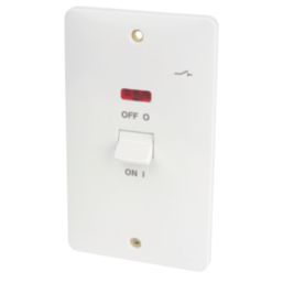 Hager Sollysta WMDP50VN 50A 2-Gang 2P+E Control Switch White with LED