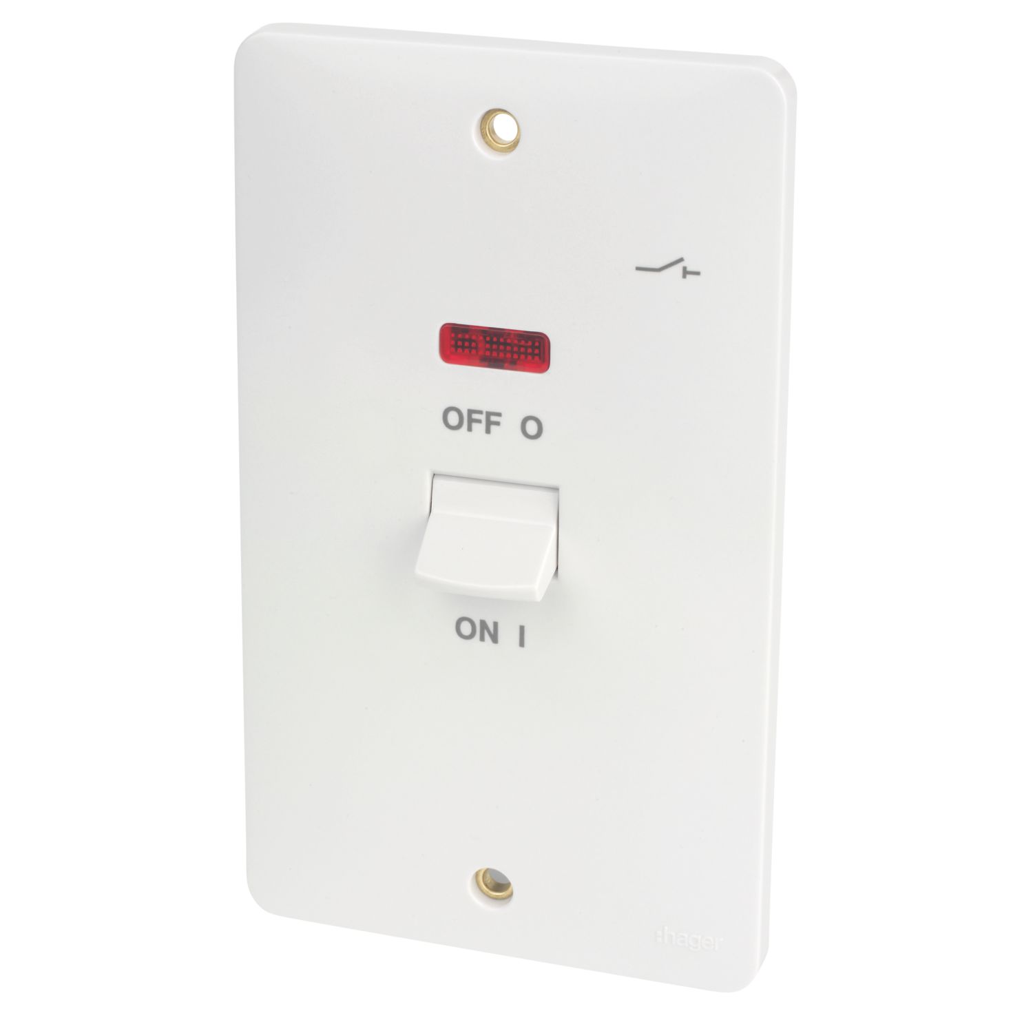 Hager Sollysta WMDP50VN 50A 2-Gang 2P+E Control Switch White with LED (686AM)