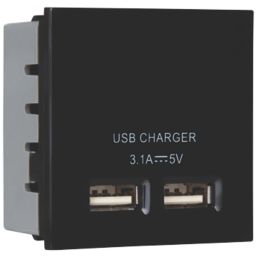 LAP  Modular 3.1A 15.5W 2-Outlet Type A USB Socket Black