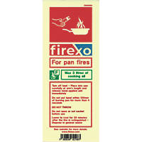 Firexo  Photoluminescent Luminescent Pan Fire Extinguisher Sachet Sign  200 x 80mm