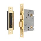Smith & Locke Fire Rated  Polished Brass Bathroom Lock 65mm Case - 44mm Backset