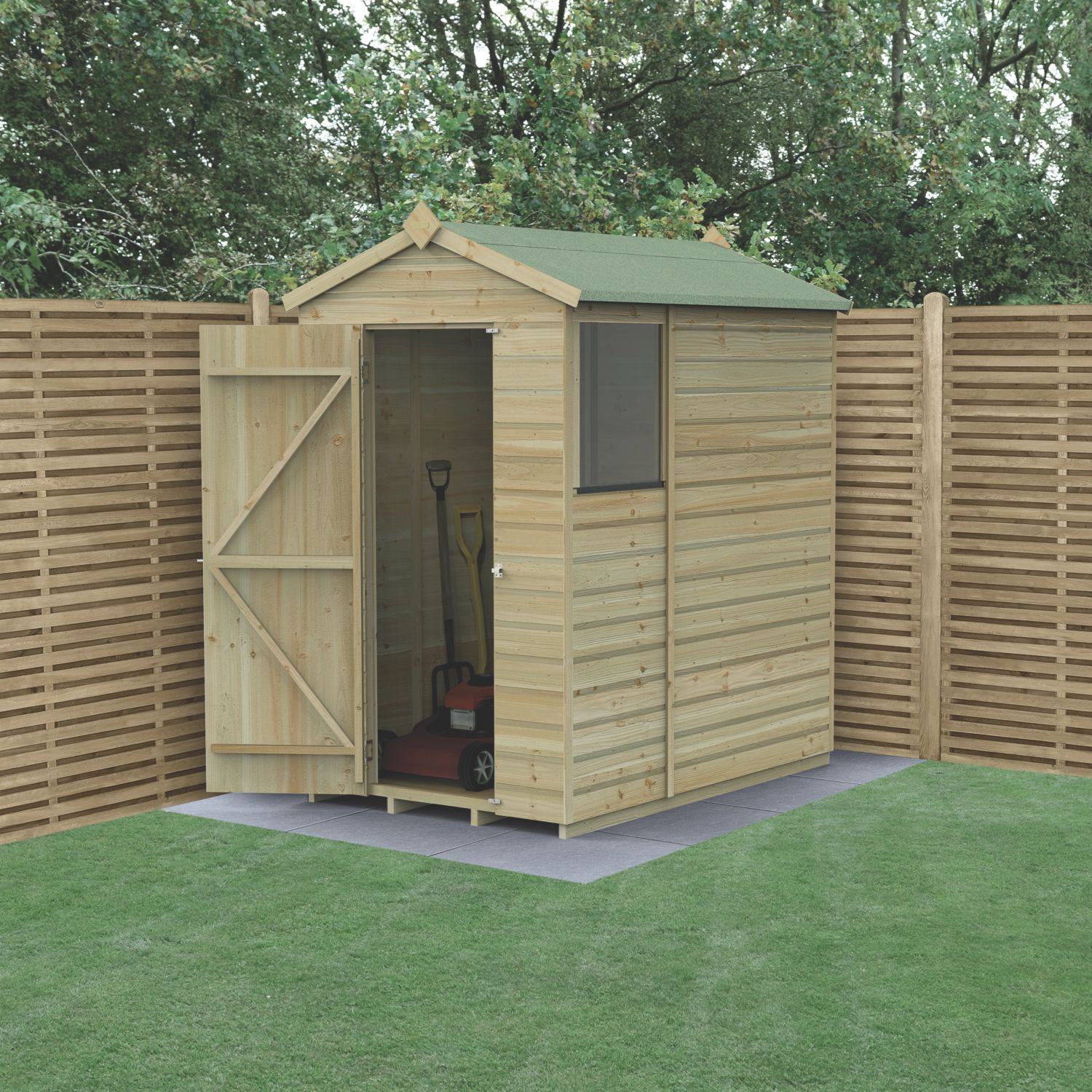 Forest Beckwood 4' x 6' (Nominal) Apex Shiplap Timber Shed with Base (686RF)