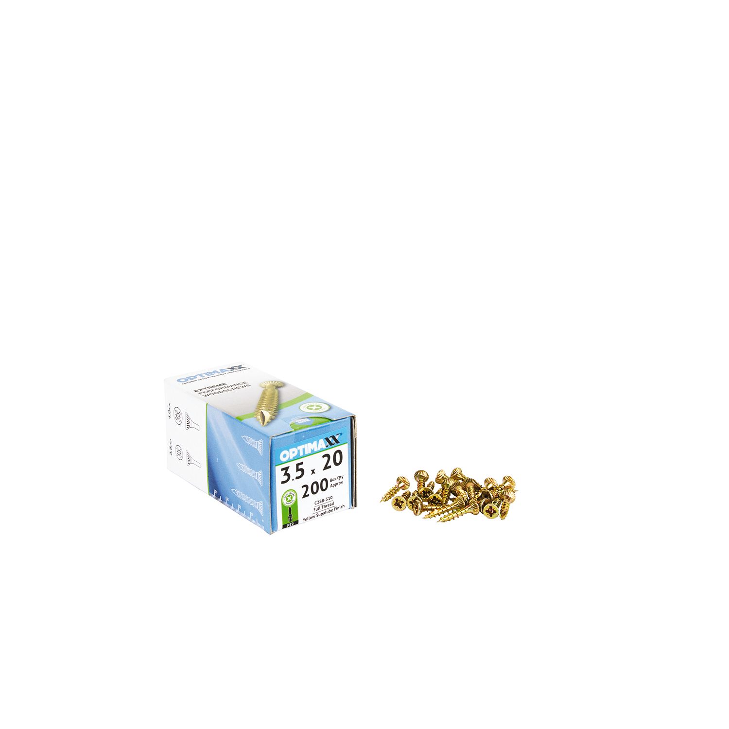 Optimaxx PZ Countersunk Wood Screws 3.5mm x 20mm 200 Pack (686TY)