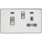 Knightsbridge  45A 2-Gang DP Cooker Switch & 13A DP Switched Socket Polished Chrome with LED with Colour-Matched Inserts