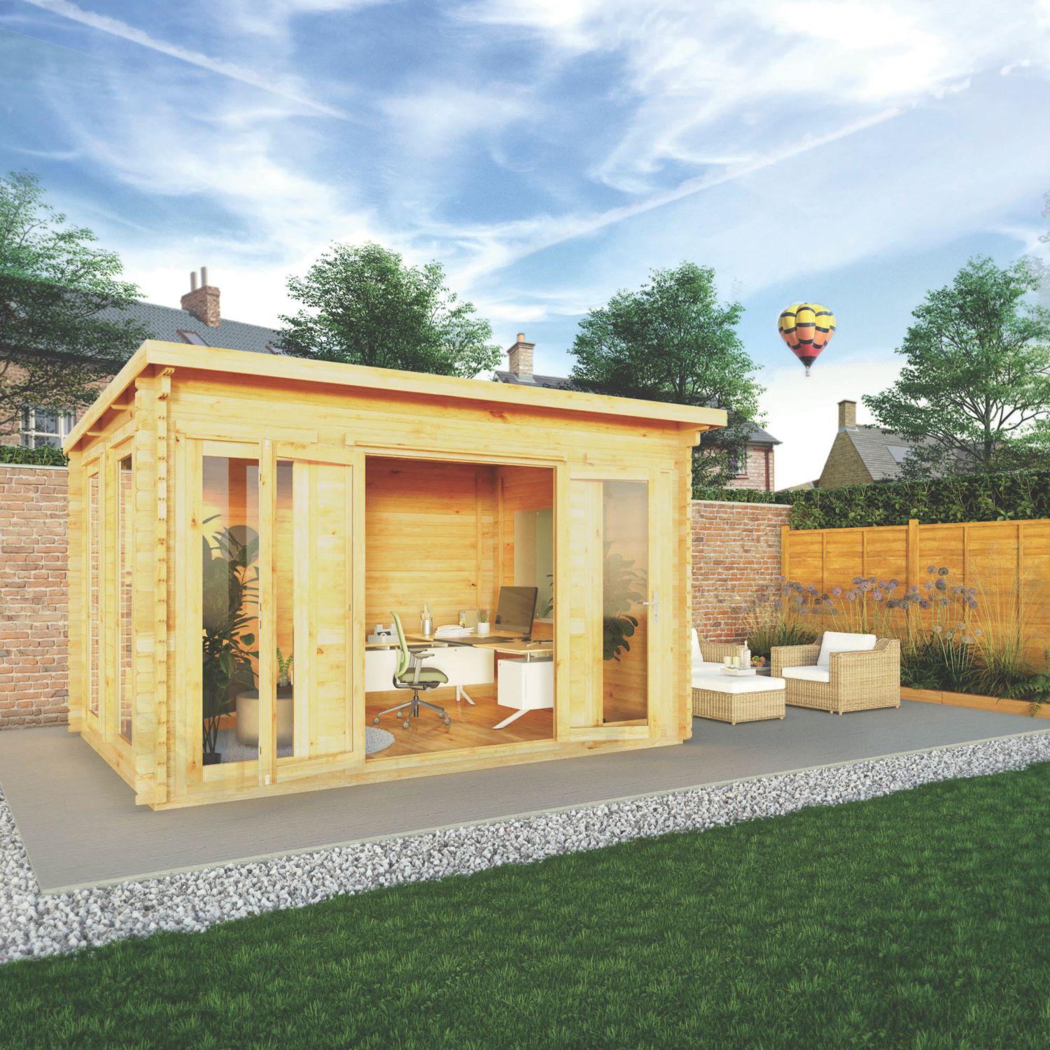 Mercia Studio 12' 6" x 9' (Nominal) Pent Timber Log Cabin (686YL)