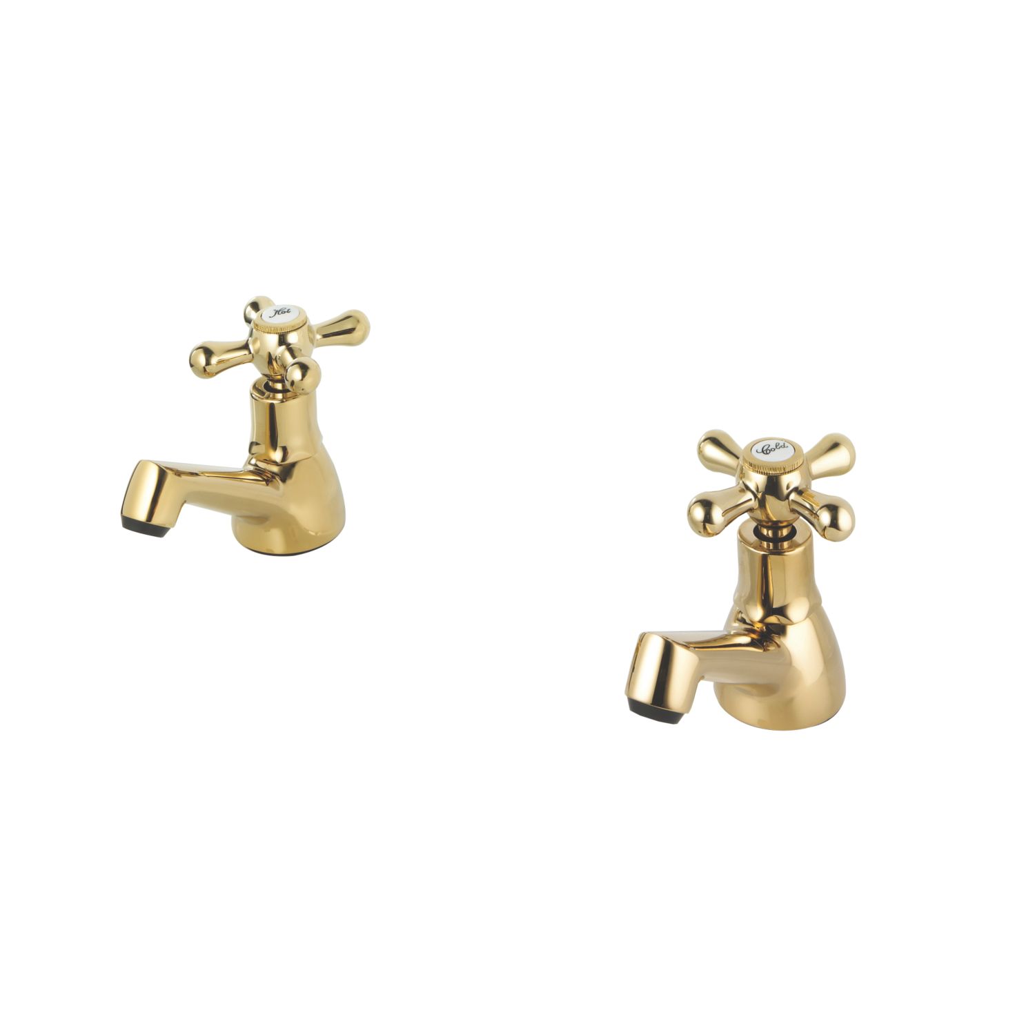 Swirl Traditional Gold 82mm Cloakroom Cross Head 2 Tap Holes Basin Pillar Tap (68702)