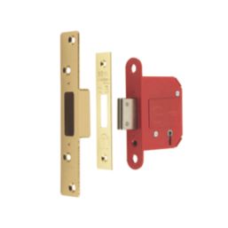 ERA Fire Rated  Brass Effect BS 5-Lever Mortice Deadlock 76mm Case - 56mm Backset