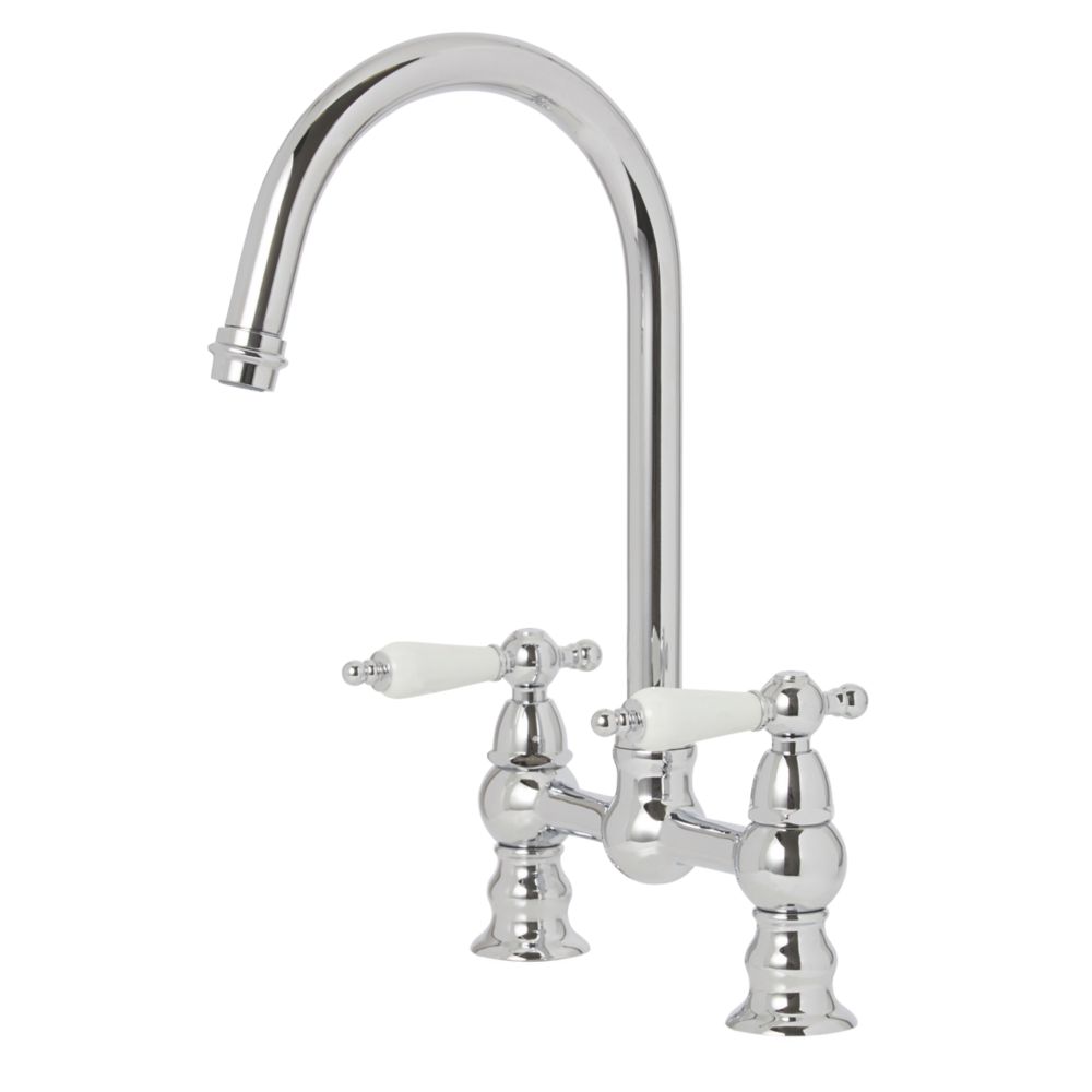 59A DeckMounted DualLever Mixer Kitchen Tap Chrome Screwfix