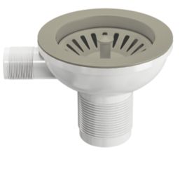 ETAL Sink Strainer Waste with Overflow Brushed Steel 90mm