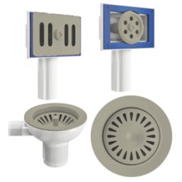 ETAL Sink Strainer Waste with Overflow Brushed Steel 90mm