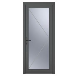 Crystal  Fully Glazed 1-Obscure Light Right-Handed Anthracite Grey uPVC Back Door 2090mm x 890mm