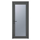 Crystal  Fully Glazed 1-Obscure Light RH Anthracite Grey uPVC Back Door 2090mm x 890mm