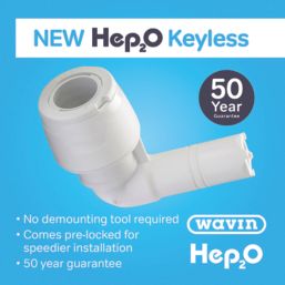 Hep2O  Plastic Push-Fit Reducing 90° Keyless Stem Elbow 15mm x 10mm