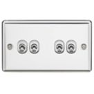 Knightsbridge  10AX 4-Gang 2-Way Light Switch  Polished Chrome